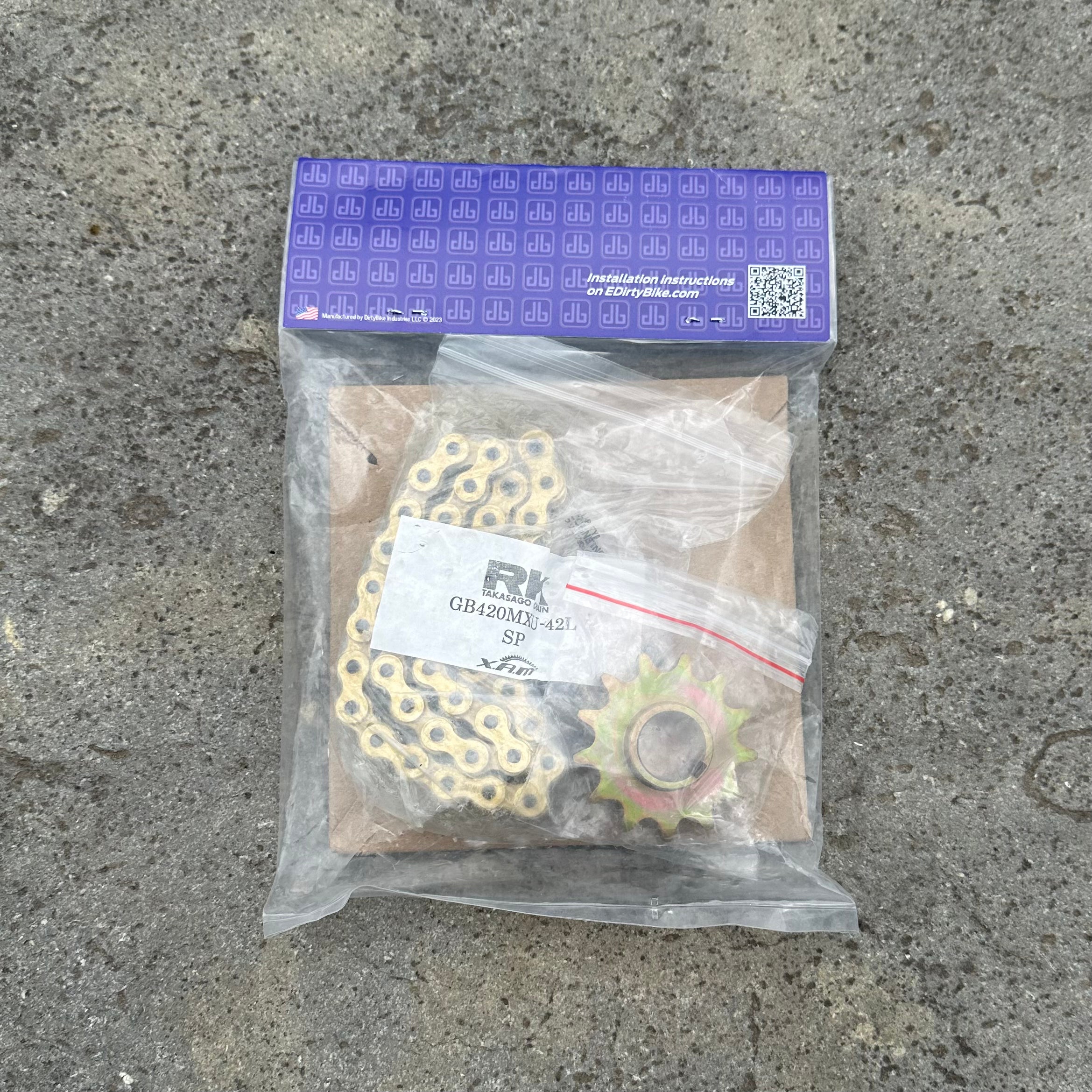 actual product image of dirtybike 420 chain conversion kit for surron light bee x