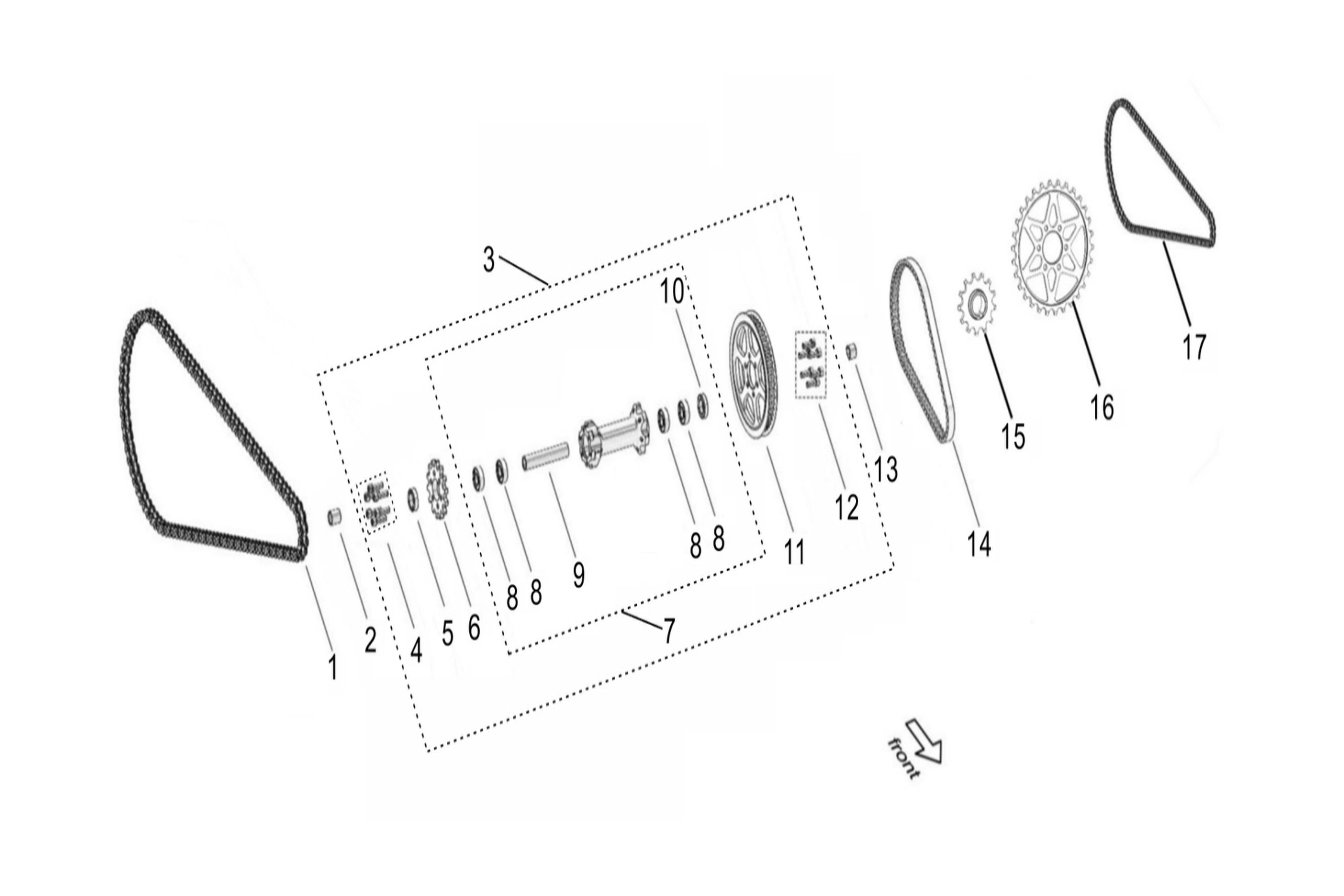 Sur-Ron Light Bee X Primary Drive Rear Pulley – fitment diagram (part 13202-YQ2A-0500)