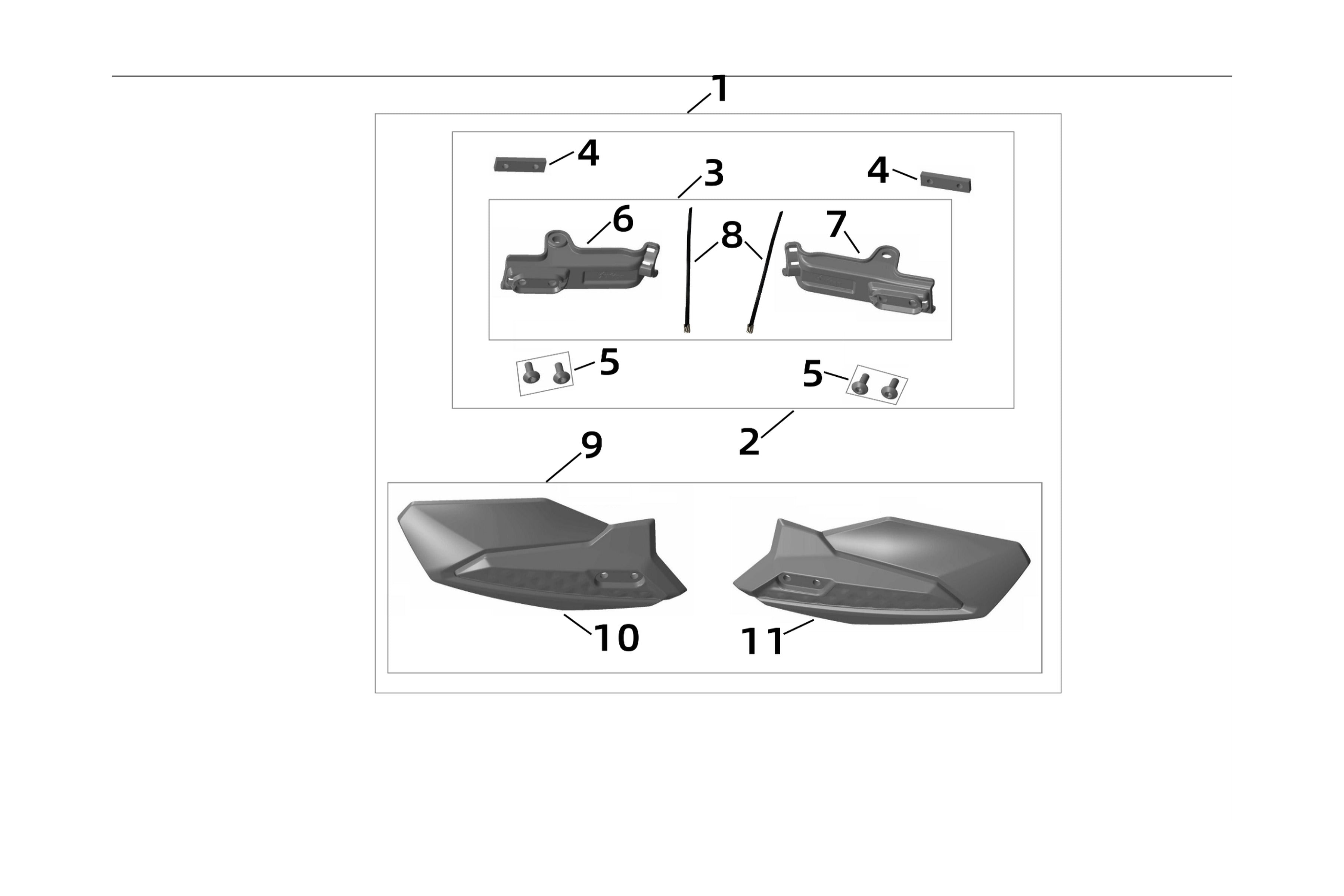 Sur-Ron Ultra Bee Hand Guard Set – fitment diagram (part 32381-YQ5A-Z1)