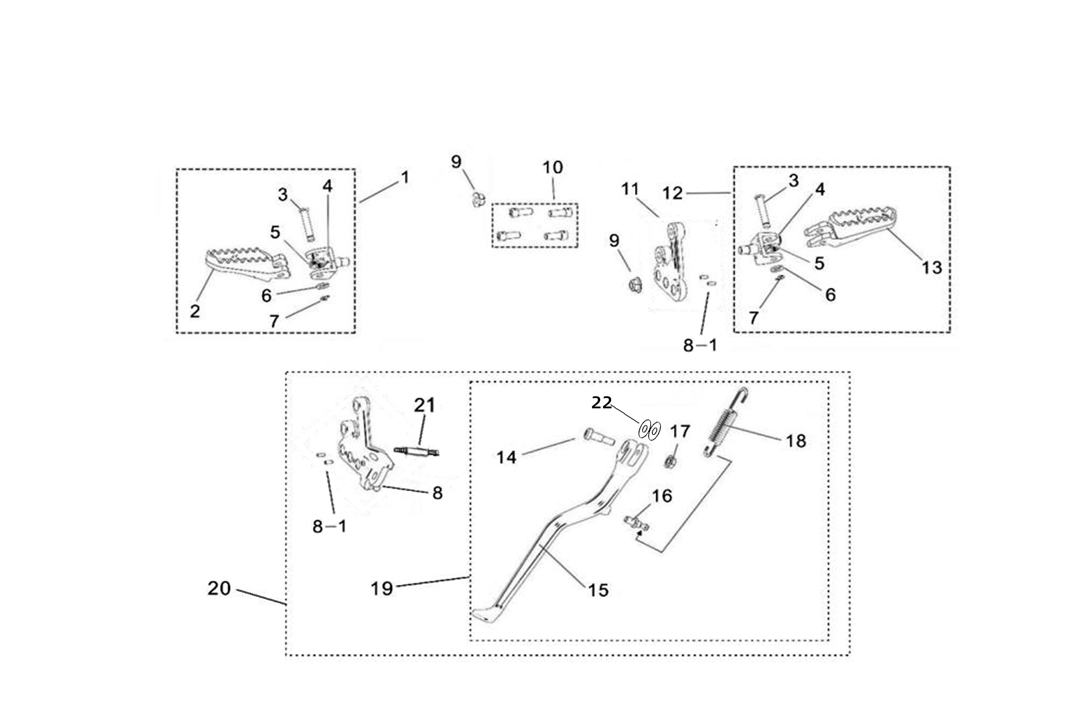 Sur-Ron Light Bee X Left Foot Pegs Bracket – fitment diagram (part 42112-YQ2A-0000)