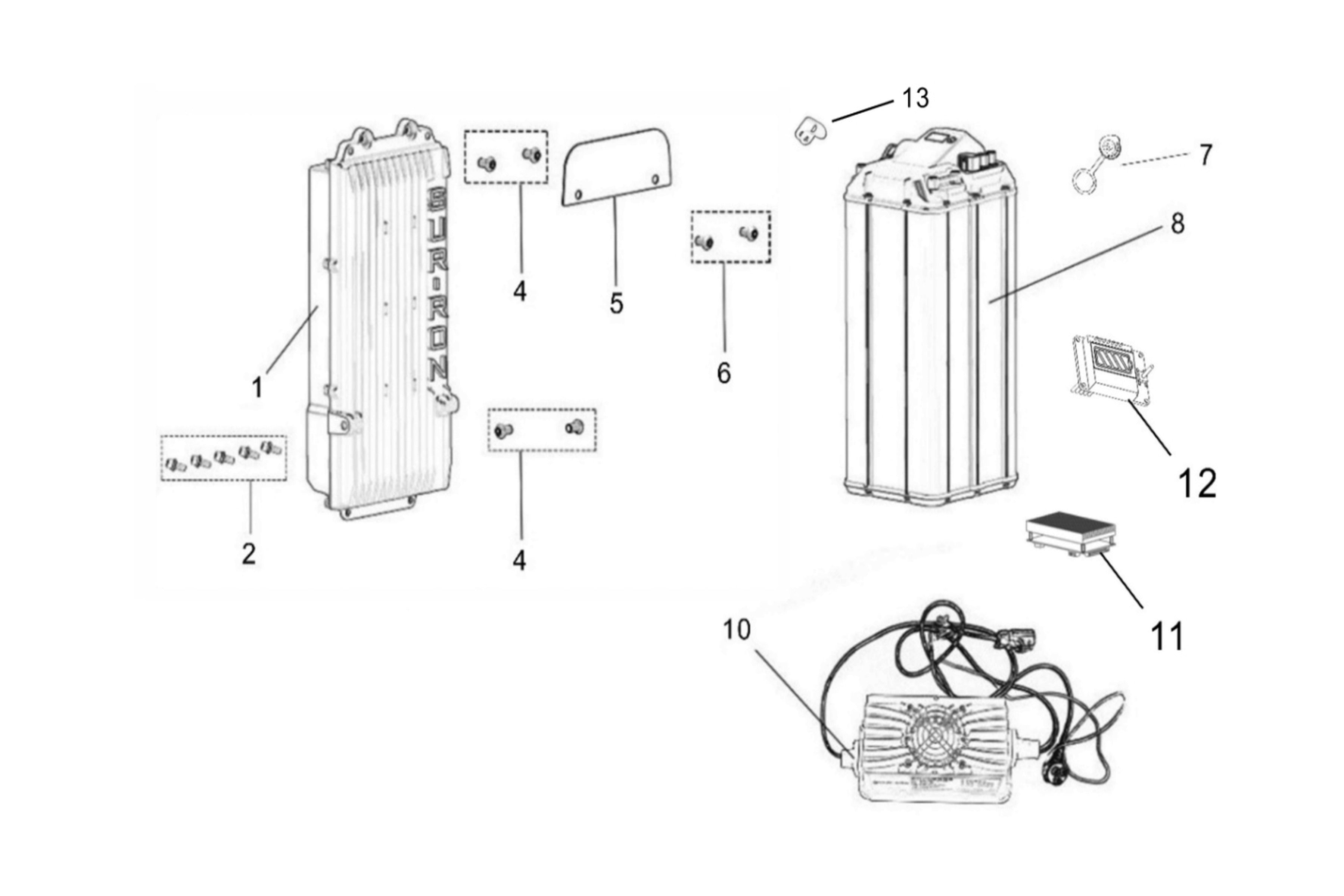 Sur-Ron Light Bee X Charger (67.2V-12A 220V, 10A) (SAA) – fitment diagram (part 21700-Y028A-0300)