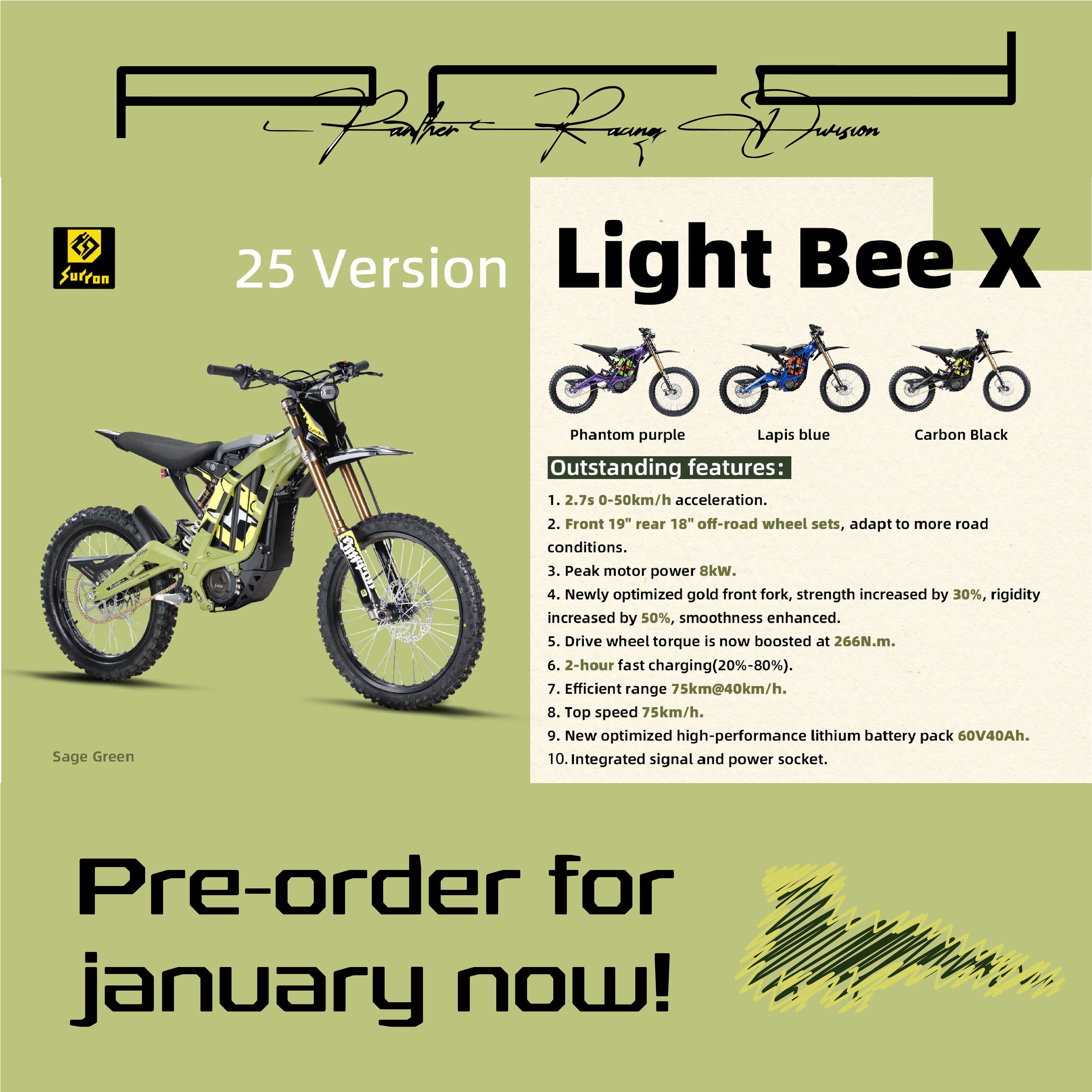 2025 Sur-Ron Light Bee X Electric Dirt Bike 8KW 60V 40AH (pre-order)