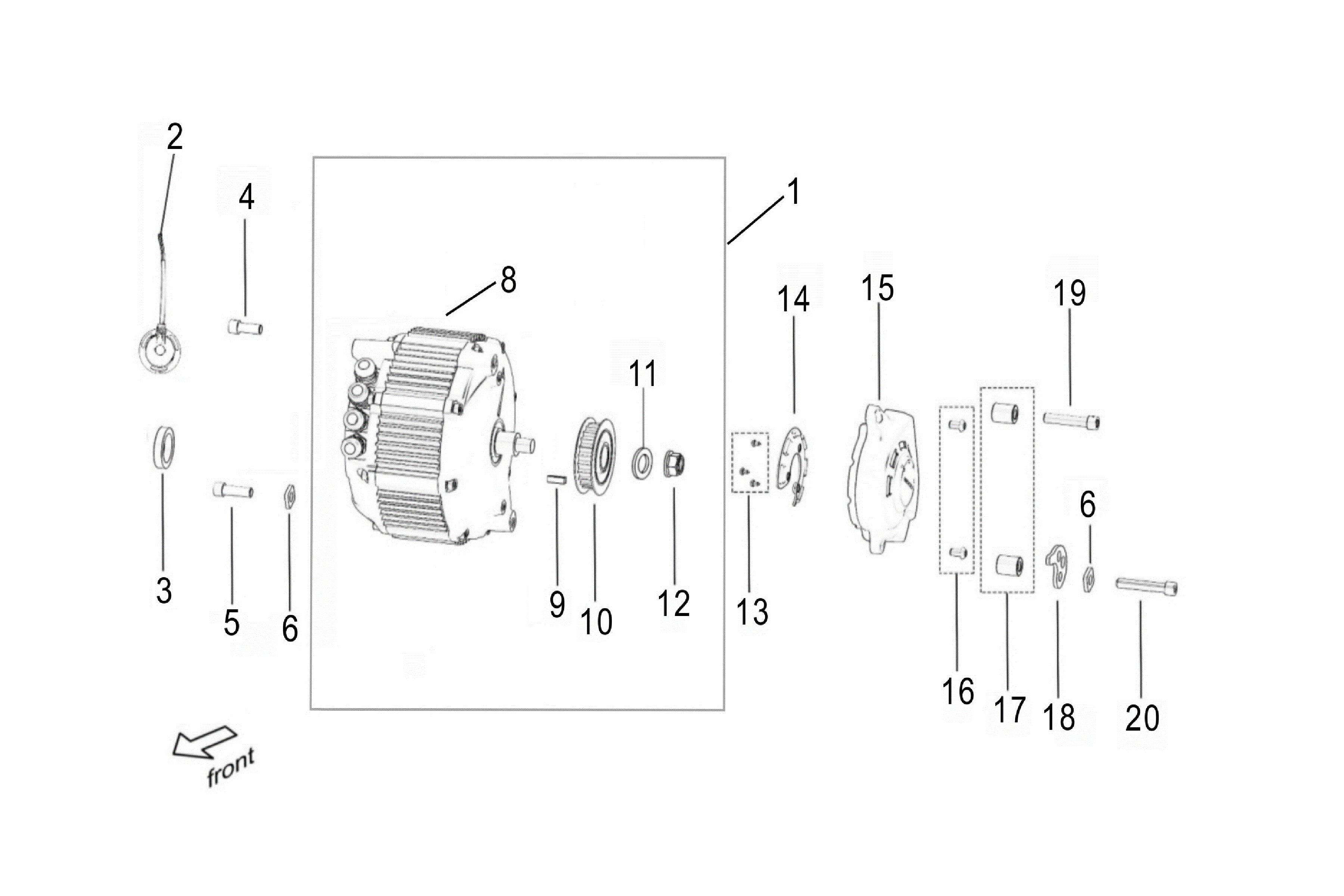 Sur-Ron Light Bee X Motor Assembly – fitment diagram (part 11100-YQ2A-Z3)